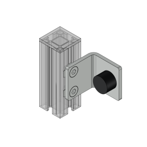 Doorstop for sliding door, with rubber buffer, vertical